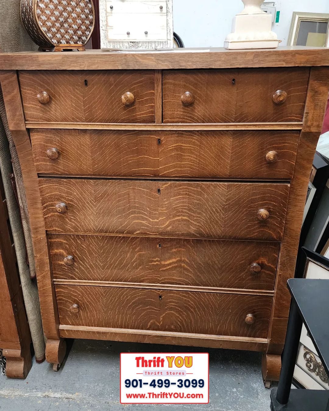 Antique chest of drawers on wheels