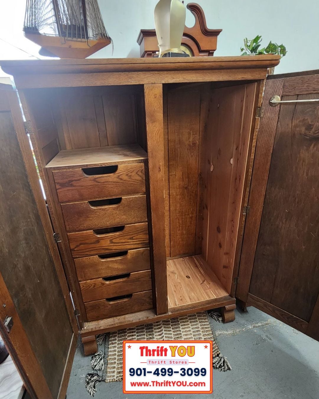 Antique Solid Wood Armoire – Covington TN