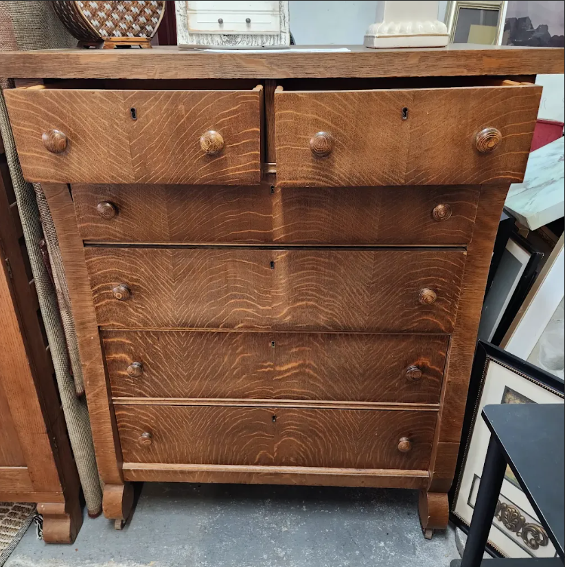 Antique chest of drawers on wheels